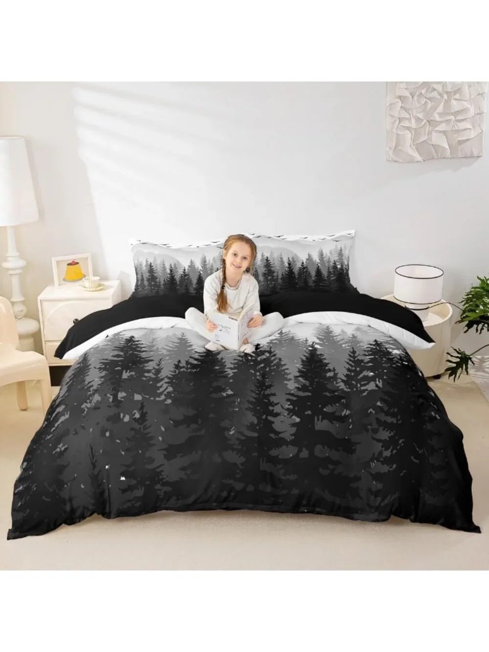 Nature-Inspired Kids Bedding Set - Queen Size, Cozy & Stylish for All Ages